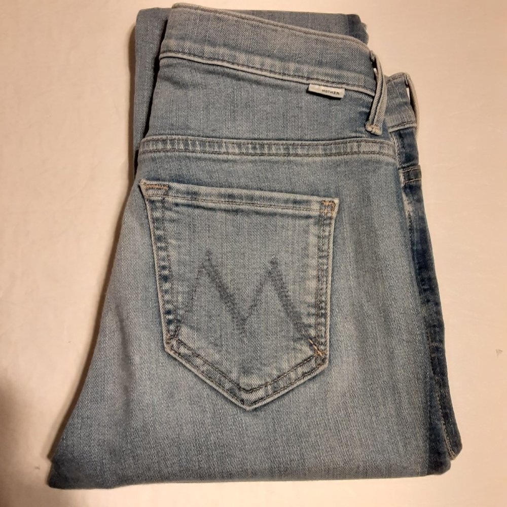 Mother Women's Stunner Zip Ankle Fray Light Kitty Racer Jeans Size 25